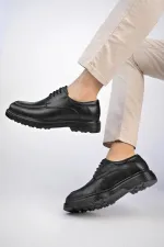 Muggo SAMUEL Chaussures pour hommes classiques et confortables en cuir véritable, style décontracté, avec semelle orthopédique épaisse.