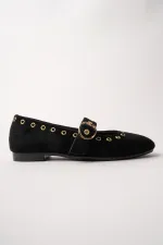 Ballerines en cuir cloutées à boucle dorée Muggo ZENA pour femmes