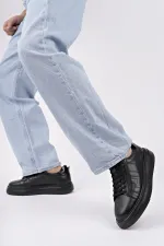 Chaussures de sport décontractées pour hommes Muggo AGONY à semelle épaisse et lacets, en cuir véritable