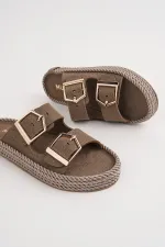 Muggo GOLDY Women's Double Buckle Adjustable Comfortable Sole Casual Slippers Muggo GOLDY Women's Double Buckle Adjustable Comfortable Sole Casual Slippers