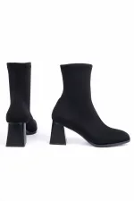 Muggo CRYON Küt Burun Kalın Topuklu Kadın Streç Bot