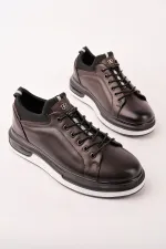 Baskets décontractées à lacets et semelle épaisse en cuir véritable pour homme Muggo REID