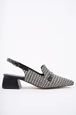 Muggo HERJEE Pointed Toe Open Back Woven Women's Casual Low Heel Shoes