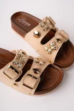 Muggo NYSSA Women's Casual Slippers with Butterfly Accessory and Double Buckle Muggo NYSSA Women's Casual Slippers with Butterfly Accessory and Double Buckle
