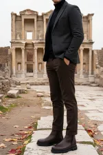 Muggo Chelsea Genuine Leather Double Zip Guaranteed Men's Winter Boots