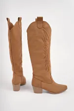 Bottes de cowboy pour femmes Muggo RODEO avec détails de surpiqûres et talon épais 