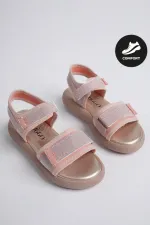 Sandales pour filles Muggo CRUZ, garanties pour tous les jours, à semelle orthopédique légère, pailletées et à scratch