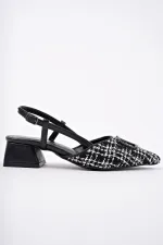 Muggo JUMANİ Sivri Burun Tokalı Arkası Açık Klasik Kısa Topuklu Kadın Ayakkabı