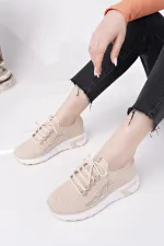 Muggo MARTHA Kadın Kalın Taban Günlük Triko Taşlı Bağcıklı Sneaker Spor Ayakkabı Muggo MARTHA Kadın Kalın Taban Günlük Triko Taşlı Bağcıklı Sneaker Spor Ayakkabı
