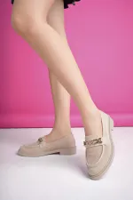 Muggo VIOLA Guaranteed Knitted Women's Loafer Casual Shoes with Metal Buckle