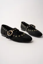 Ballerines en cuir cloutées à boucle dorée Muggo ZENA pour femmes