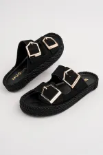 Muggo GOLDY Women's Double Buckle Adjustable Comfortable Sole Casual Slippers Muggo GOLDY Women's Double Buckle Adjustable Comfortable Sole Casual Slippers