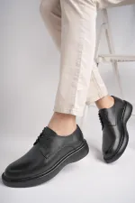 Muggo SMITH Chaussures pour hommes classiques et confortables en cuir véritable, style décontracté, avec semelle orthopédique épaisse.