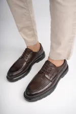 Muggo NORMAN Chaussures pour hommes classiques et confortables en cuir véritable, semelle orthopédique épaisse, idéales au quotidien