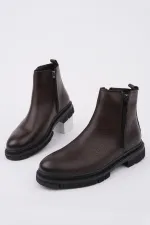 Muggo Chelsea Genuine Leather Double Zip Guaranteed Men's Winter Boots