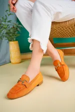 Mocassins décontractés en cuir pour femmes Muggo MONA avec boucle métallique garantie