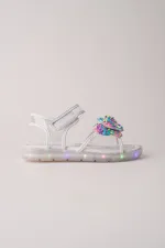 Sandales transparentes à scratch Muggo Pickles avec détails papillon et paillettes