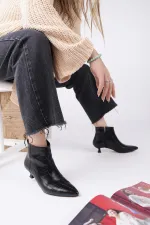 Bottes Muggo ÇAÇA pour femmes, bout pointu, talon fin et fermeture éclair, motif crocodile