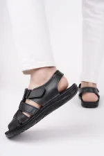 Muggo Charles Guaranteed Men's Casual Genuine Leather Comfortable Soft Sole Orthopedic Sandals