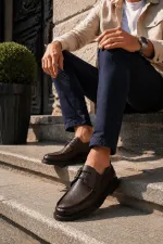 Chaussures décontractées classiques pour hommes Muggo FATHER en cuir véritable, à lacets et semelle confortable