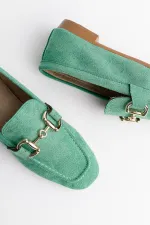 Muggo MONA Garantili Metal Tokalı Deri Kadın Loafer Günlük Ayakkabı