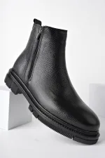 Bottes d'hiver pour hommes Muggo Chelsea en cuir véritable avec double fermeture éclair garantie