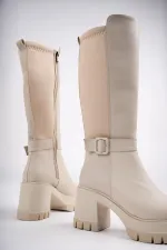 Muggo ARONGO garanti ceinture détail fermeture éclair talon plateforme bottes pour femmes