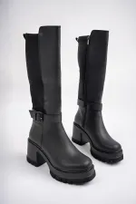 Muggo ARONGO garanti ceinture détail fermeture éclair talon plateforme bottes pour femmes