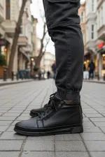 Bottes d'hiver pour hommes Muggo TITAN en cuir véritable doublées de fourrure, fermeture éclair et lacets