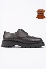 Muggo AMOUR  Bağcıklı Hakiki Deri Kalın Taban Günlük Casual Makosen Kadın Loafer Ayakkabı