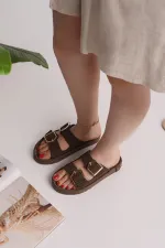 Muggo GOLDY Women's Double Buckle Adjustable Comfortable Sole Casual Slippers Muggo GOLDY Women's Double Buckle Adjustable Comfortable Sole Casual Slippers