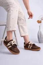 Muggo TAUPE Çift Bağcıklı Günlük Kadın Sneaker Spor Ayakkabı