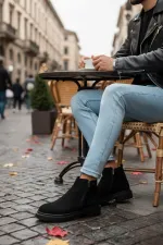 Bottes d'hiver décontractées pour homme Muggo ASTRA en cuir véritable avec double fermeture éclair 