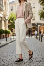 Muggo DESTİNY Gold Tokalı Tek Bant Sivri Burun Kadın Topuklu Terlik