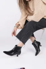 Bottes Muggo ÇAÇA pour femmes, bout pointu, talon fin et fermeture éclair, motif crocodile