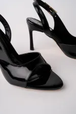 Muggo PURELINE Patent Leather Pointed Toe Thin Heel Open Back Women's High Heels