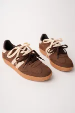 Muggo TAUPE Çift Bağcıklı Günlük Kadın Sneaker Spor Ayakkabı