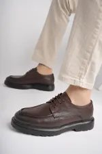 Muggo SAMUEL Chaussures pour hommes classiques et confortables en cuir véritable, style décontracté, avec semelle orthopédique épaisse.