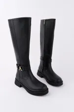 Muggo AVENTRA Kemer ve Toka Detaylı Fermuarlı Kadın Çizme