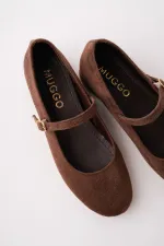 Ballerines Muggo BERNY à talon caché, en cuir, à bride unique pour femmes