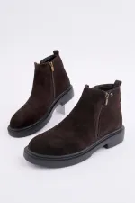 Bottes d'hiver décontractées pour homme Muggo ASTRA en cuir véritable avec double fermeture éclair 