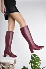 Bottes à talons pour femmes Muggo KAROLINE, bout carré garanti, fermeture éclair latérale