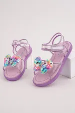 Sandales transparentes à scratch Muggo Pickles avec détails papillon et paillettes