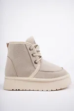 Bottines Muggo PUFFY à semelle épaisse garantie, doublées de fourrure et à lacets, idéales au quotidien pour les enfants