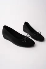 Muggo HİDDEN Gizli Topuklu Fiyonk Detaylı Deri Kadın Babet