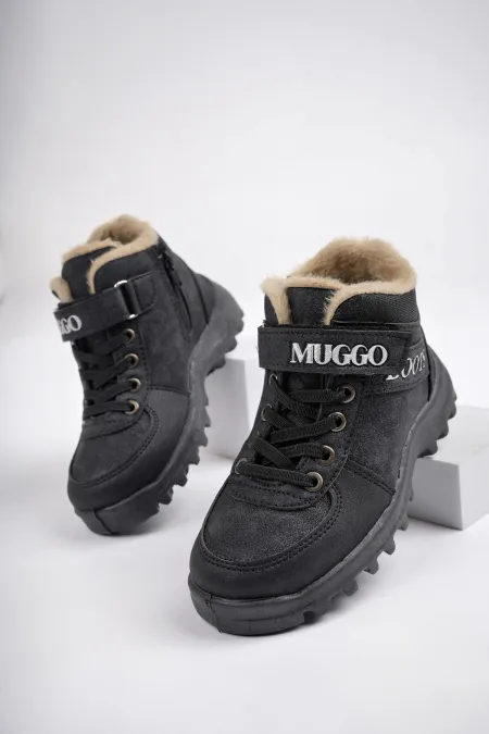 Bottes pour enfants Muggo TRUDY, garanties résistantes au froid, doublées de fourrure, avec fermeture Velcro et lacets