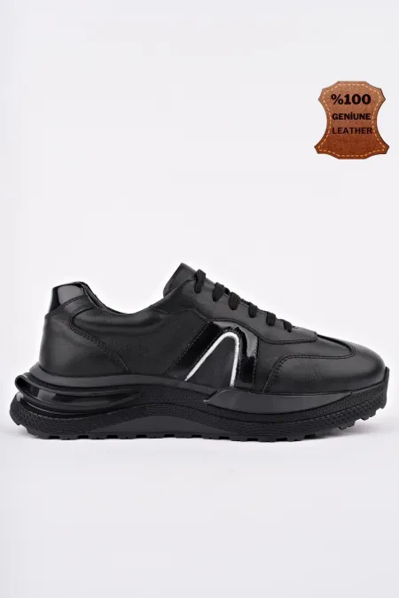 Chaussures de sport décontractées pour hommes Muggo BRUNO en cuir véritable à lacets et semelle épaisse