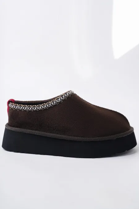 Pantoufles pour femmes Muggo LING à semelle épaisse garantie, doublure en fourrure et bout rond