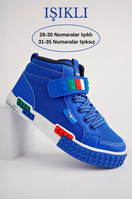 Muggo KUKULİ Guaranteed Lego-themed Lace-up and Velcro Orthopedic Kids' Sneaker Sports Shoes