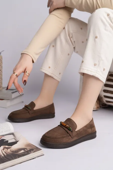 Mocassins décontractés en daim à détails perlés pour femmes Muggo AUREVA